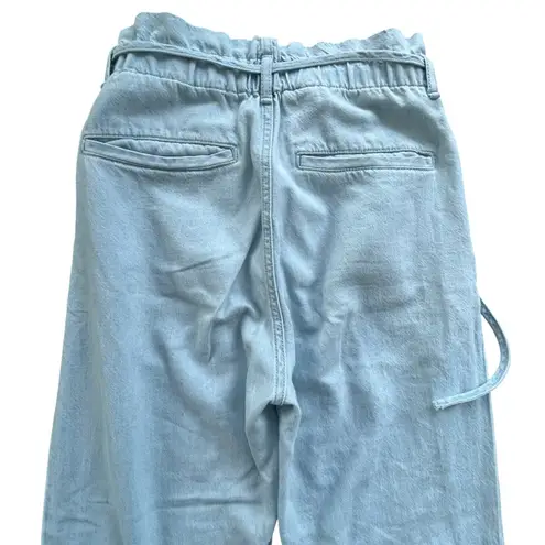 Rag and Bone  Straight Pleated Paper Bag Pants Light Indigo Linen Size 25 - Image 12
