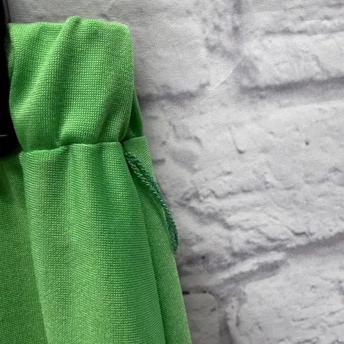 Vintage Judy Bond Skirt Set Size 12 Nylon Sleeveless Lime Green Tie Belt 60s 70s