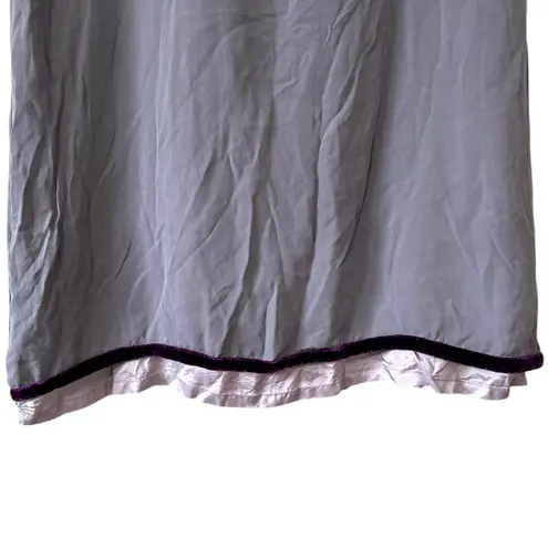 Vintage Women’s Smoky Purple Plum Silk With Velvet Trim Blouse And Skirt Set 14