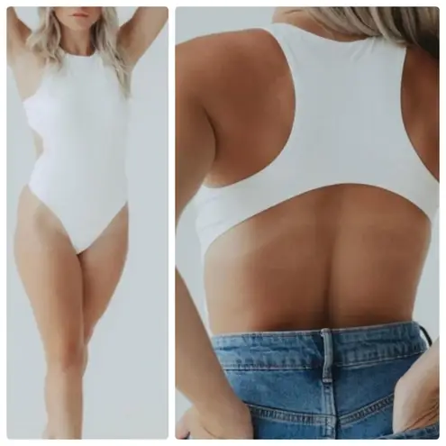 Klassy Network White Bramisuit One Piece Racer Back Backless Bodysuit Size undefined