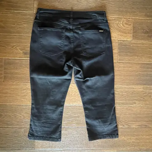 One World Women’s Black Denim Capri Pants With Stretch, Size 4 EUC