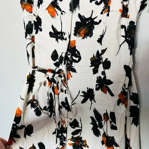 Derek Lam  Women's White Floating Floral Button Down Camisole Dress Size 4