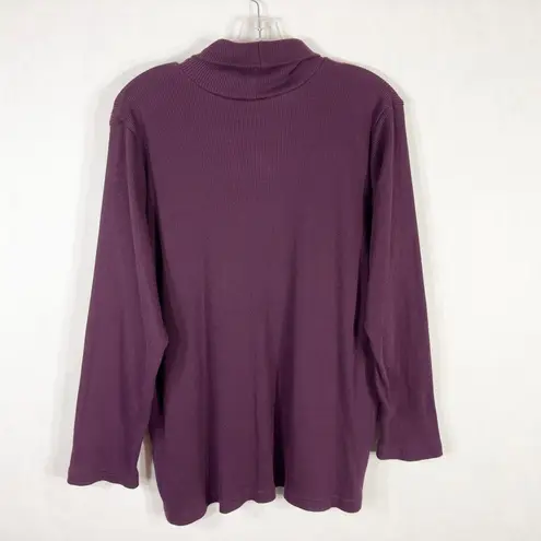 Woman Within Woman Within Plus Size 18 20 Top Purple Turtle Neck Ribbed Long Sleeve 630