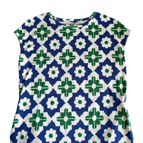 Boden Leah Green and Blue Geometric Pattern Jersey T