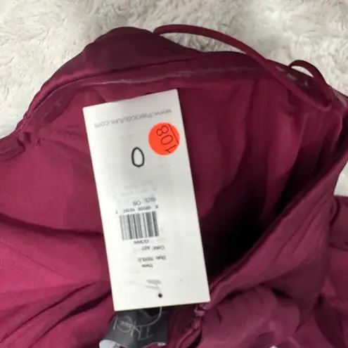 THEIA Size 0 Burgundy One Shoulder Satin Split Front Evening Gown Dress Sleek Red