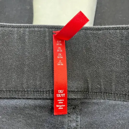 Spanx EveryWear Ankle Skinny Jeans Womens Plus Size 1X Clean Black Color Stretch