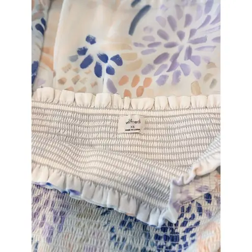 ARITZIA Wilfred Dress Blue Tempest Mini Smocked Puffed Floral Babydoll Boho XS