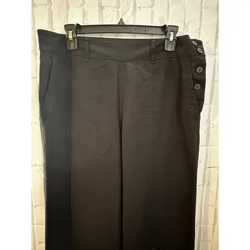 Ralph Lauren  Black Wide Leg Linen Tencel Pants w/pockets Sz 12