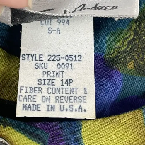 Vintage Via Sant Andrea Dress Women 14 Petite Multicolor Floral Artsy Retro 80s Size 14P