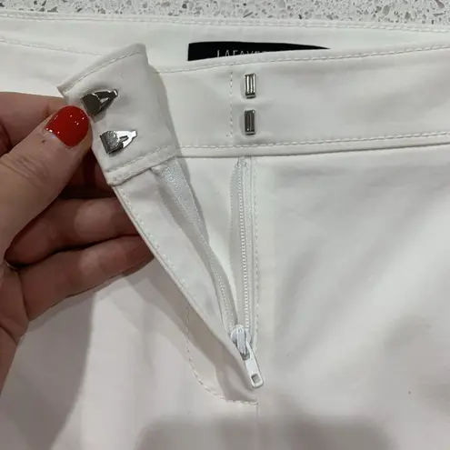 Lafayette 148 Size 0 Manhattan Pants Flat Front High Lo Ankle White Trousers