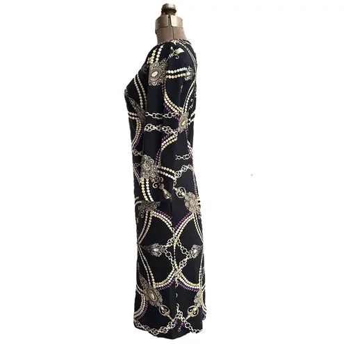 Sheath Dress Catalina. Black with Gold and Purple