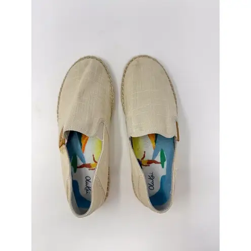 Olukai Kaula Pa'a Kapa Womens Loafer Beige Flat Slip On Espadrille Comfort US 6 Tan
