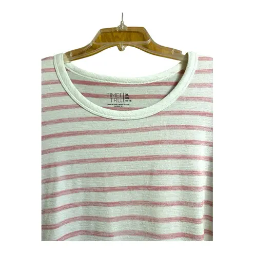 Time & Tru Pink Stripe Long Sleeve Top, XL