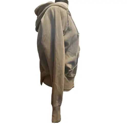 Vtg Y2K US Vintage Mineral Wash Distressed Full Zip Hoodie Sweatshirt Lg Cozy Green