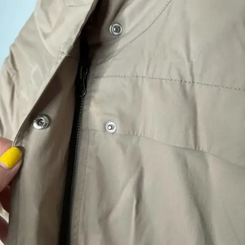 NYDJ Brushed Twill Anorak tan beige Plus Size hooded pockets zipper Jacket 1X