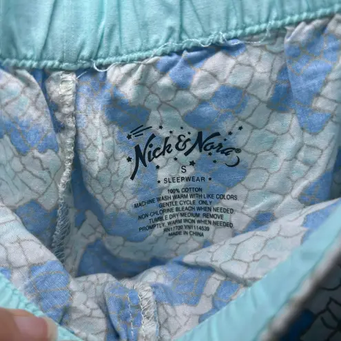 Nick & Nora Pajama Set Blue Python Snake Print Sleepwear Lounge Set Size Small - Image 8