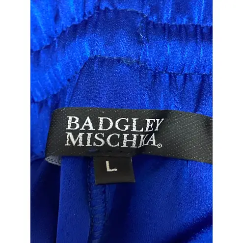 Badgley Mischka NEW Women's Blue High Rise Tassel Tie Wide Leg Trousers Pants L