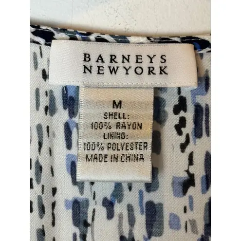 barney's new york Dress Women Medium Ivory Blue Dotted Sleeveless Silky Midi