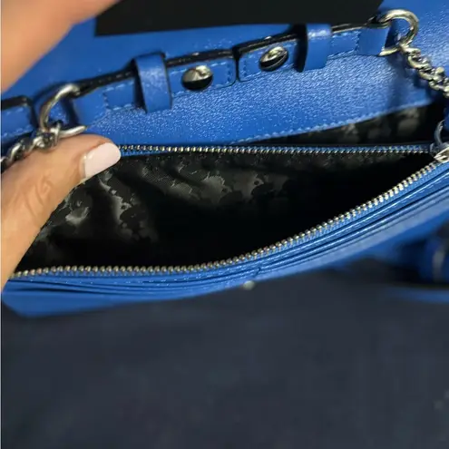 Karl Lagerfeld Paris Lourdes Blue Crossbody Bag with wristlet strap