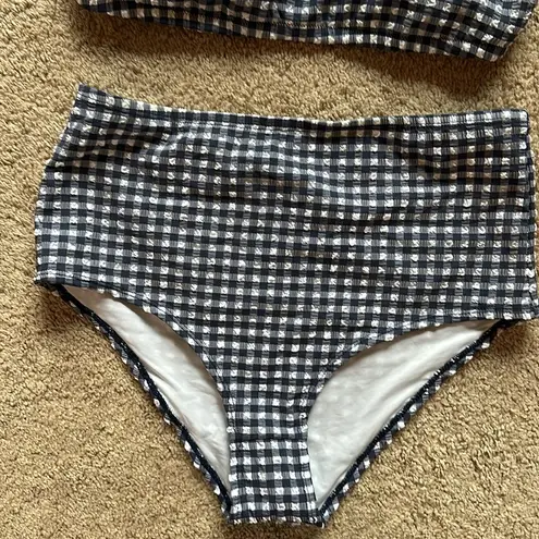 J.Crew  High-Waist Bikini in Navy Classic Gingham