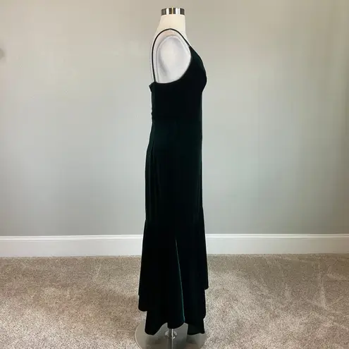 AQUA Green Velvet High-Low Midi Sheath Cocktail Dress Size 6  Sleeveless V-Neck