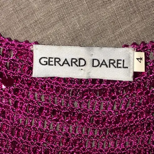 Gerard Darel Hot Pink vintage y2k viral crochet beaded bead sequin embellished tank top