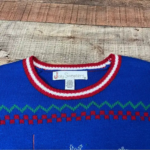 Jolly Sweaters | Blue HOHOHO Holiday Drunk Reindeer Ugly Christmas Sweater Sz S
