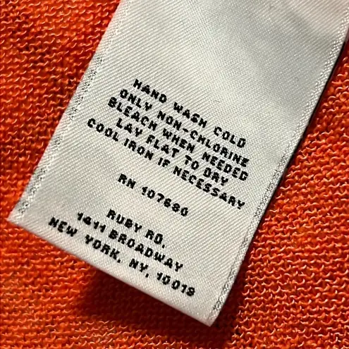 Ruby Rd. women’s size medium linen blend cardigan color block half sleeve new Orange