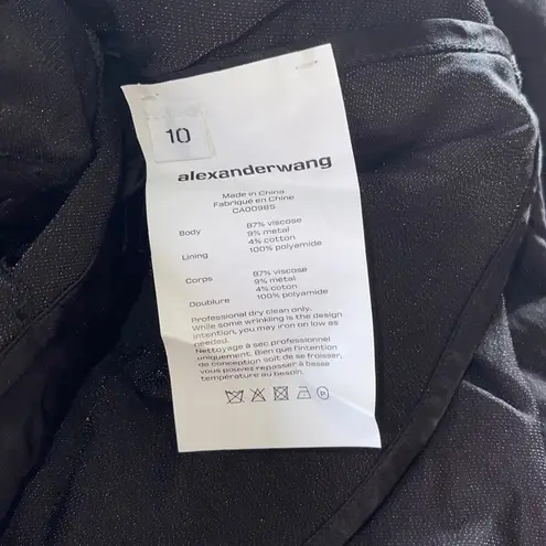 Alexander Wang New Ruched Crinkled-satin Mini Shirt Dress In Black