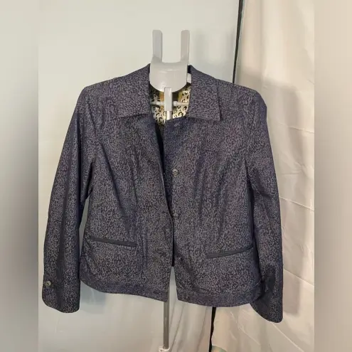 Peck & Peck Peck & Peck Weekend Blue Animal Print Blazer Button Front Jacket Womens Sz 12 - Image 2