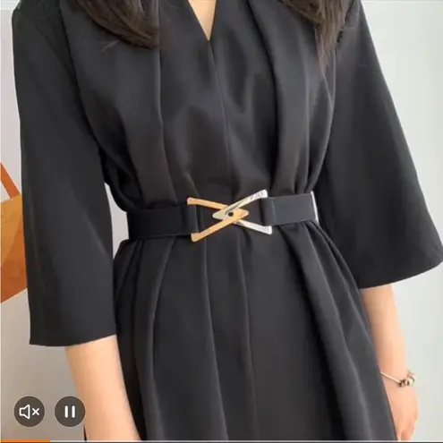 Double Triangle Metal Buckle Belt Women's Decorative Elastic Casual One Size L Black Size L