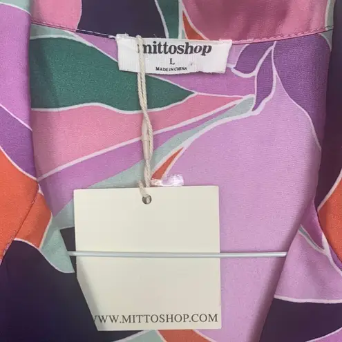 Mittoshop womens large crop button up shirt short sleeve floral multicolor brigh