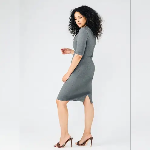 Chloe Kristyn Gray Bianca Ponte Knit Half Sleeve Dress Size M