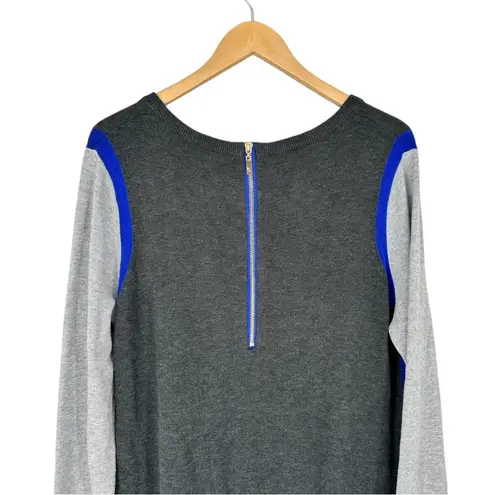 Eliza J Contrast Trim Sweater Dress size XL Grey Cobalt Blue Long Sleeves