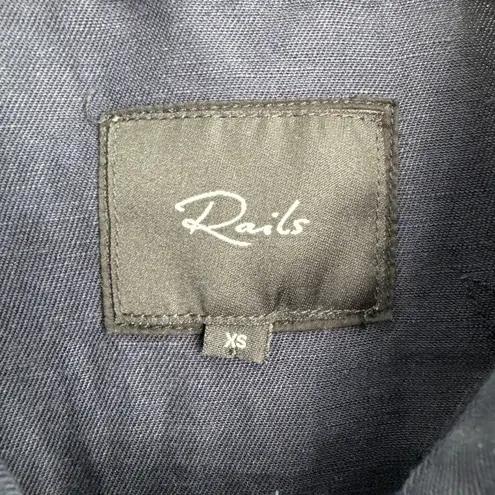 Rails Lancaster Indigo Stars Utility Jacket XS Navy Tencel Linen Drawstring Boho