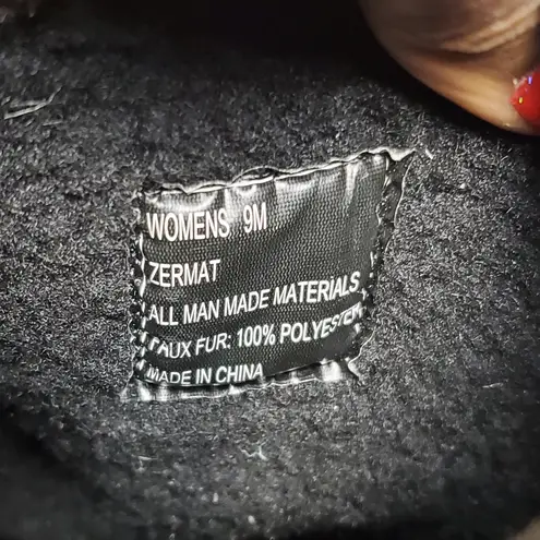 Tundra Boots Zermat Snow Quilted Faux Fur Trim Boot Women's Size 9 Black