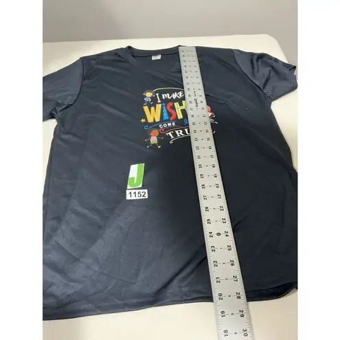 Woman’s T Shirt Large Navy Short Sleeve I Make Wishs Come True Blue