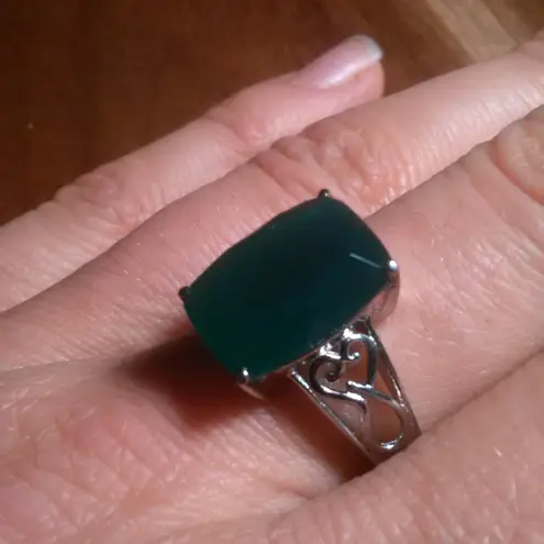 Verde Onyx Stainless Steel Solitaire Ring (Size 10)