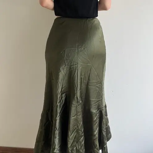 Ralph Lauren Olive Green Silk Skirt NWT