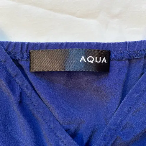 AQUA  Mini Silk‎ Blue dress, v-neck, sleeveless, elastic high waist, size Medium