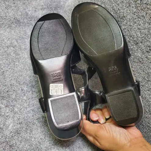 SAS Tripad Comfort Sunburst Heel Strap black patent leather Sandal size 11