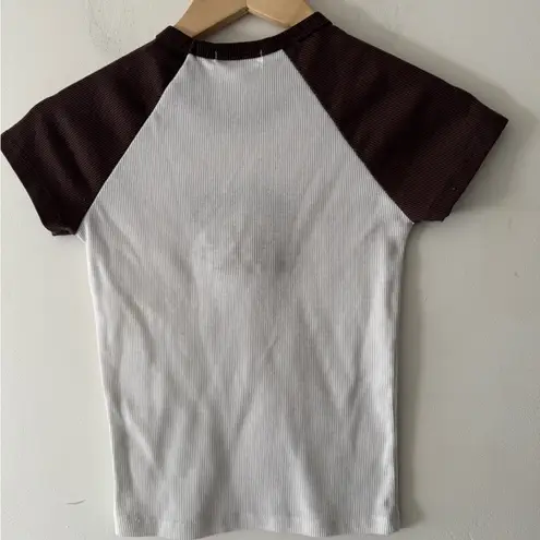 Riley & James Brown and White Bear New York Baby Ribbed Crop Tee