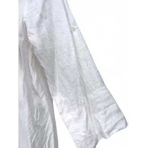 J. McLaughlin XS White Button Down Shirtdress Midi Dress tunic Cover-up Linen