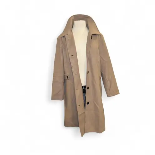 Agnes Orinda Women’s 2X Camel Long Winter Coat NWT Button Front Wool Look Brown