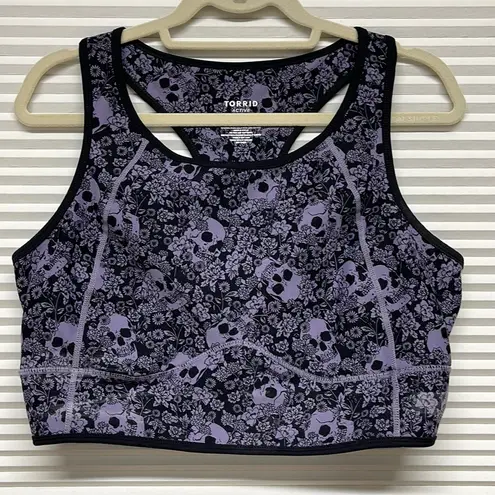 Torrid 2X //  Floral Skull Print Low-Impact Wireless Longline Active Sports Bra