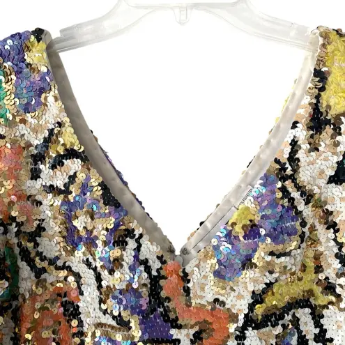 Oleg Cassini Vintage Black Tie Pastel Sequin Dress size 10