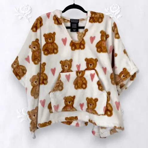 Throwzy Fuzzy Soft White Brown Pink Teddy Blanket Sweater Poncho One Size OS