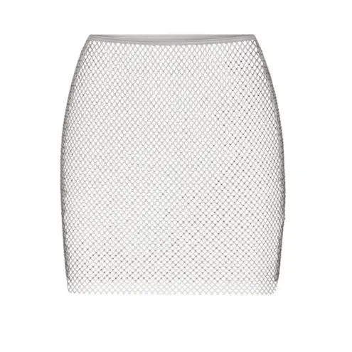 SKIMS Swarovski x  Stretch Net Crystal Silver Mini Skirt Small NEW