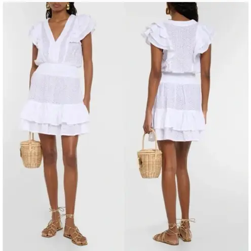 Poupette St. Barth Camila White Ruffled Mini Dress Small