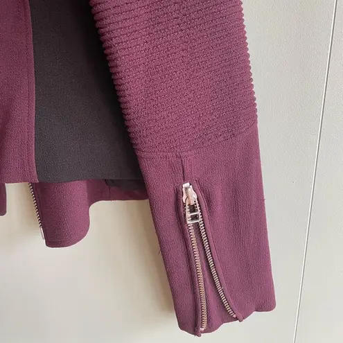Wilfred Montesson Crepe Moto Jacket Sz 2, Maroon/Black Colorblock EUC